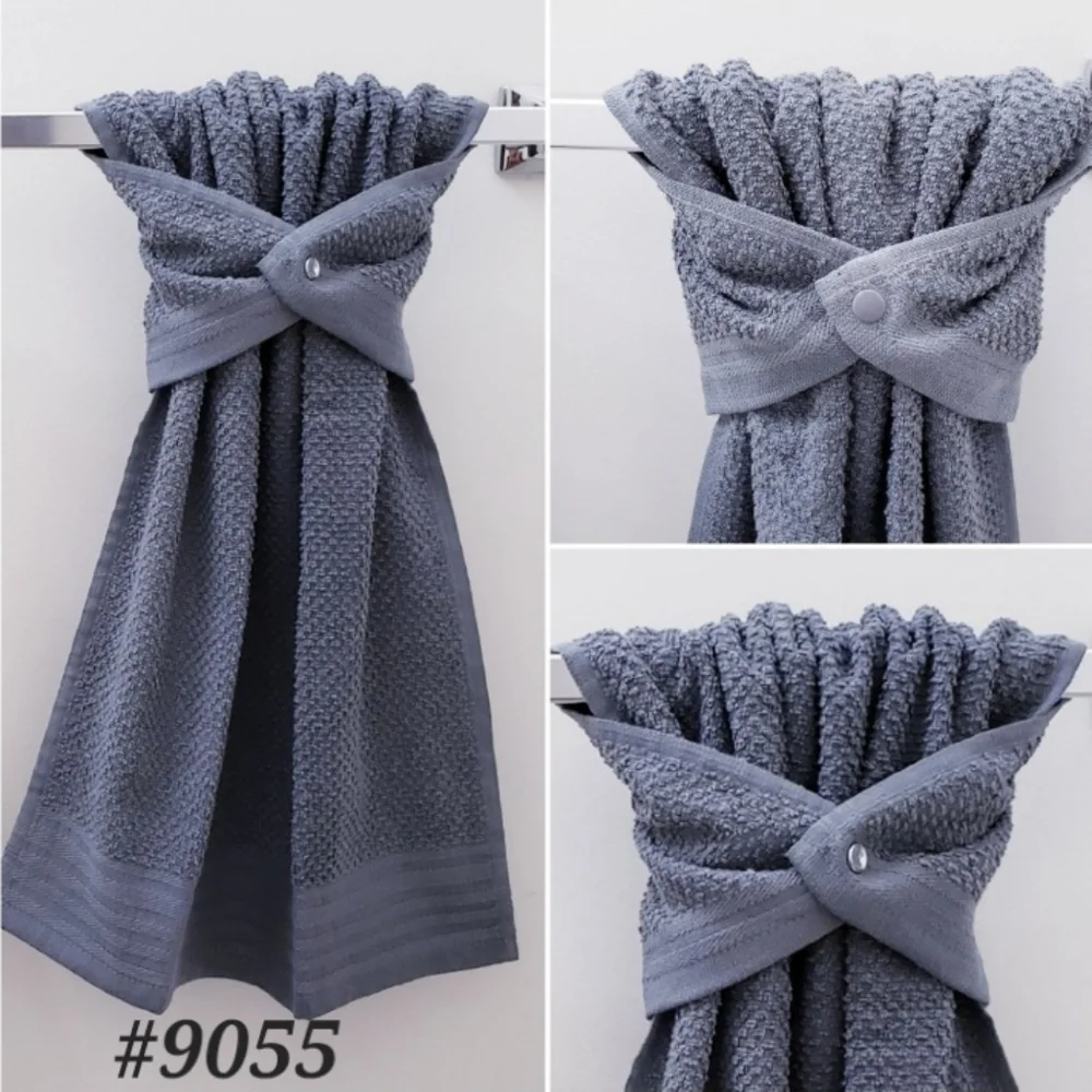 NEW! #9055-C ■SOLID GRAY Hang'N'Snap HAND Towel 🤍Select snap